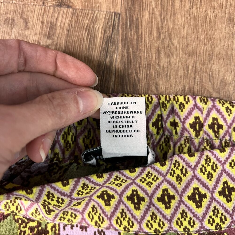 Cupcakes & Cashmere Green Purple Print Palazzo Wild Leg Pants Sz M - Picture 7 of 10